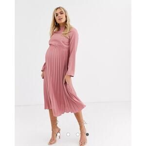 ASOS Maternity Pink Pleated Midi Dress